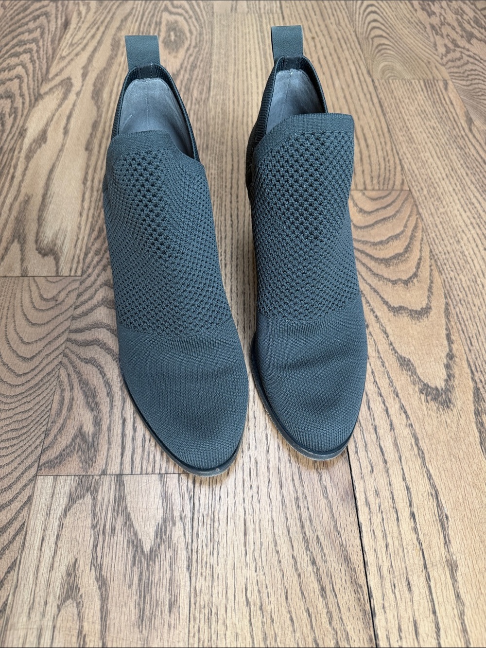 Eileen Fisher Woven Knit Slip-On Ankle Booties - Charcoal Gray